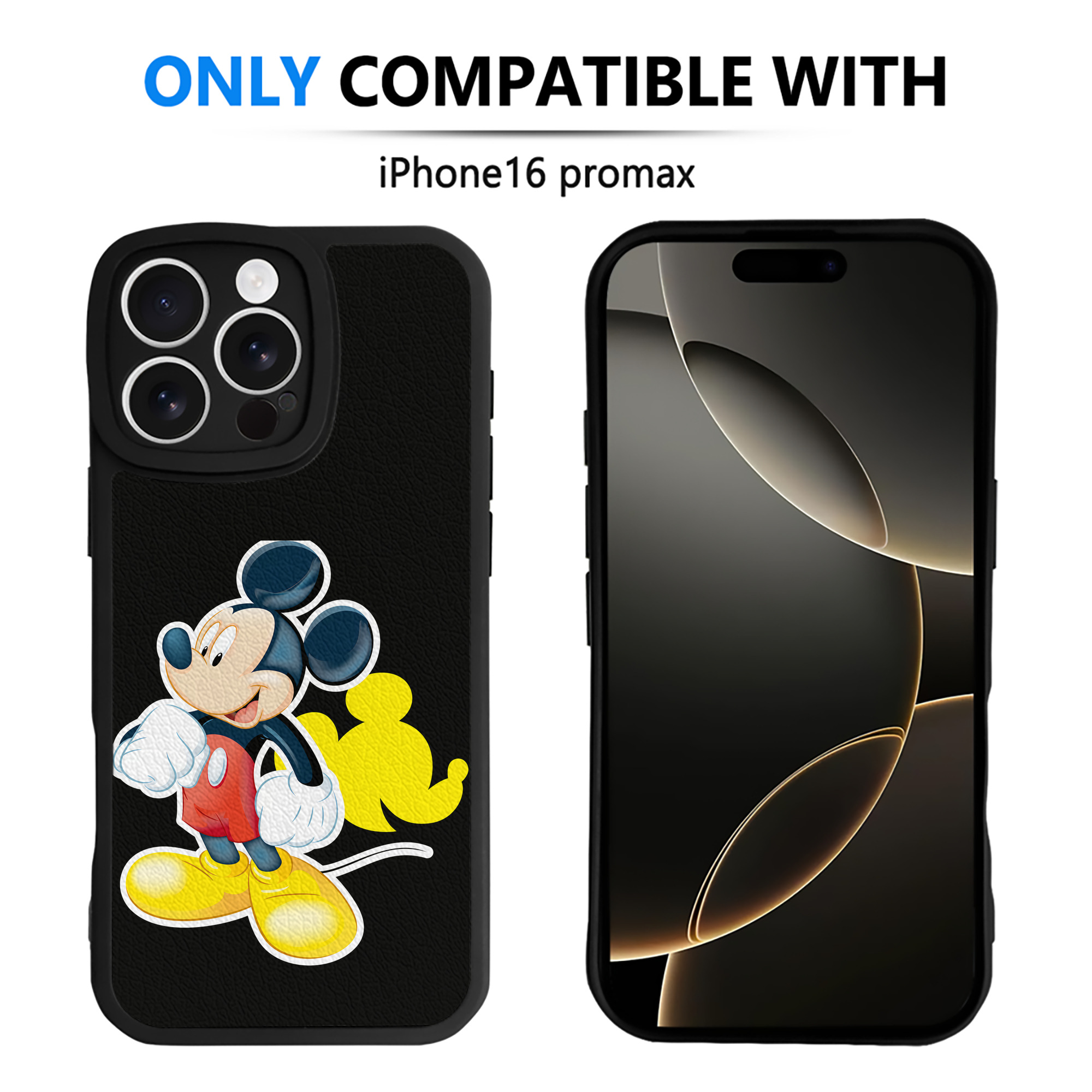 （画像用） ミッキーマウス Mickey Mouse 【iPhone 16シリーズ対応】シリコンスマホケース（レザー調） 材質：シリコン